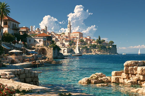 A Cliffside Coastal Town - Architecture & Cities wallpaper
