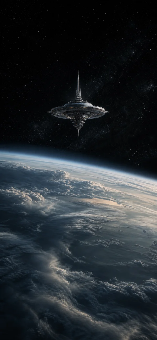A Station in Orbit Above the Planet - Blue Phone - Fantasy & Space wallpaper