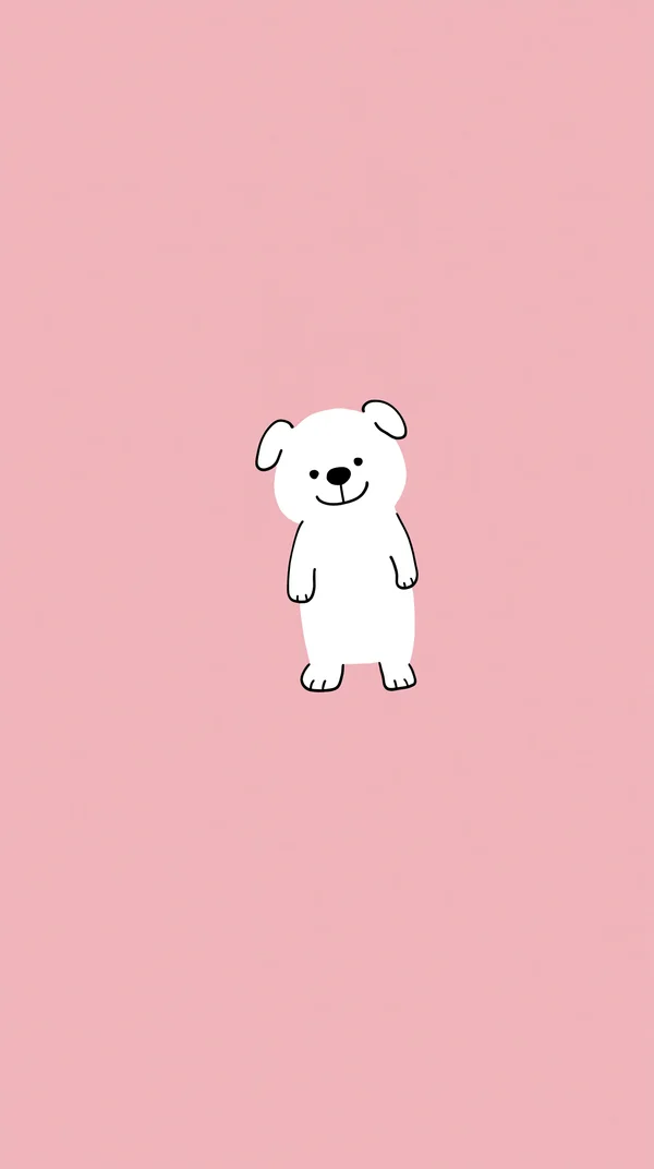 ピンクの世界にたたずむ子犬 - ピンク スマホ - かわいい / イラストの壁紙