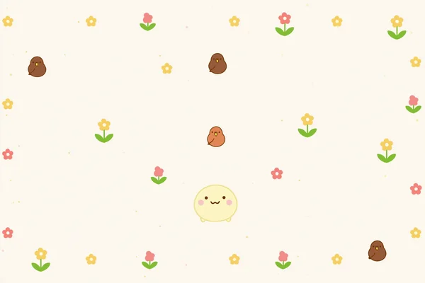 小花と卵のパターン - かわいい / 花・植物の壁紙