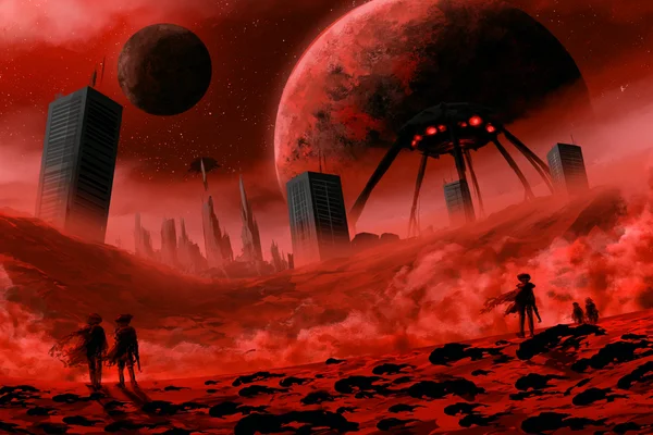 赤い惑星に降り立つ異形 - ファンタジー・宇宙の壁紙