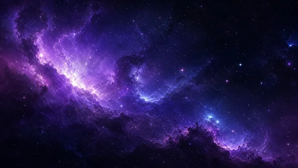 紫の星雲が渦巻く宇宙の奥 - ブルー 4K - ファンタジー・宇宙の壁紙