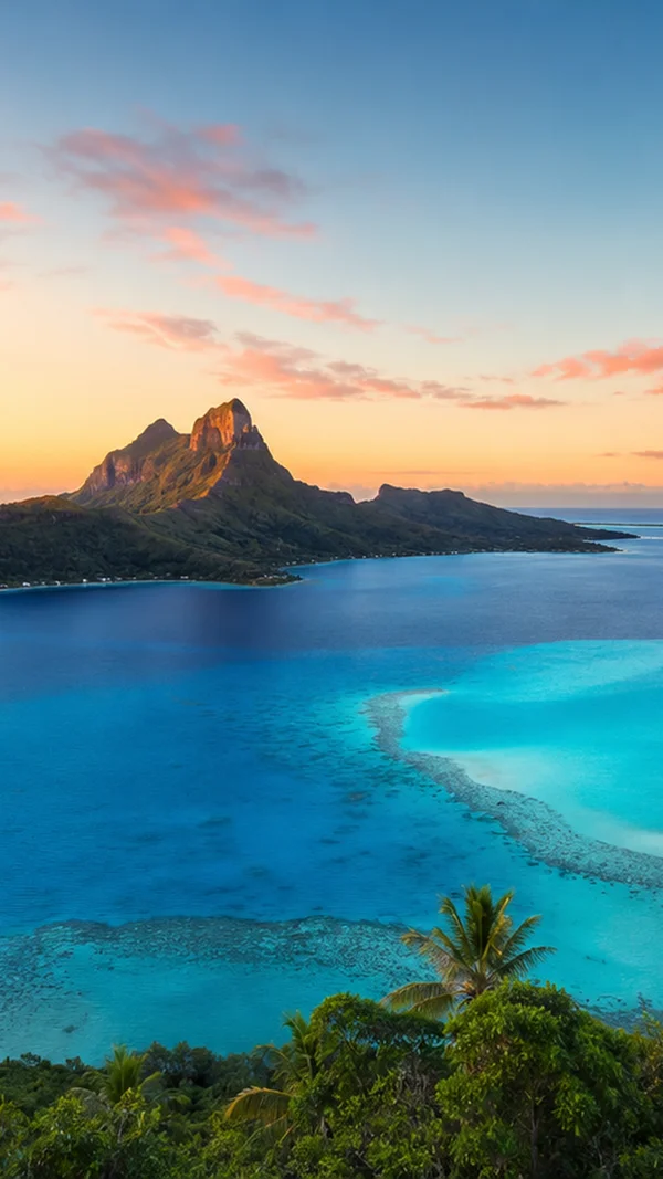 An Emerald Lagoon Around a Volcanic Island - Blue Phone - Sea, Lakes & Water wallpaper