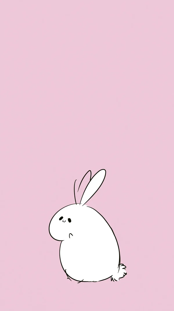 夕暮れ色に佇む白うさぎ - ピンク スマホ - かわいい / イラストの壁紙