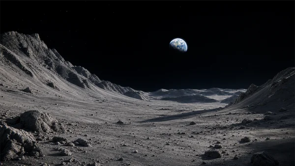 Earth Seen from a Lunar Valley - Mono Full HD - Fantasy & Space / Nature & Landscape wallpaper