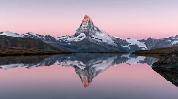 Matterhorn Mirrored in a Sunset Lake - Sea, Lakes & Water / Sky, Stars & Sunsets wallpaper