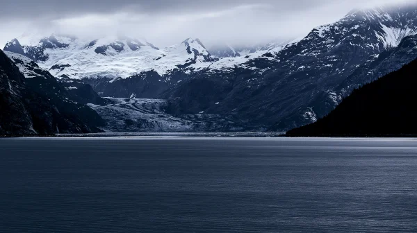 Snowy Peaks and Glacier over a Quiet Fjord - Nature & Landscape wallpaper