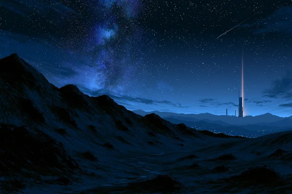 星降る夜の尖塔 - ファンタジー・宇宙 / 空・星空・夕景の壁紙