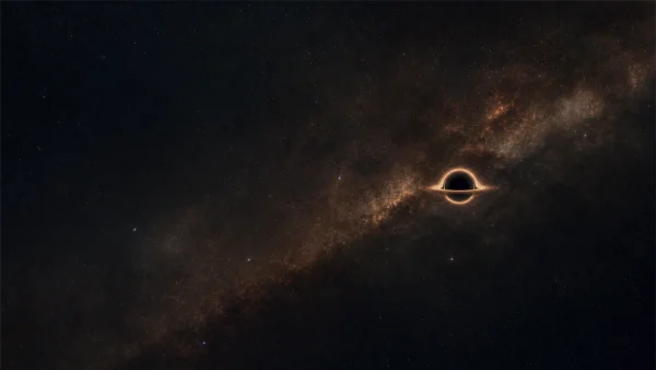 光の環をまとうブラックホール - オレンジ 4K - ファンタジー・宇宙の壁紙