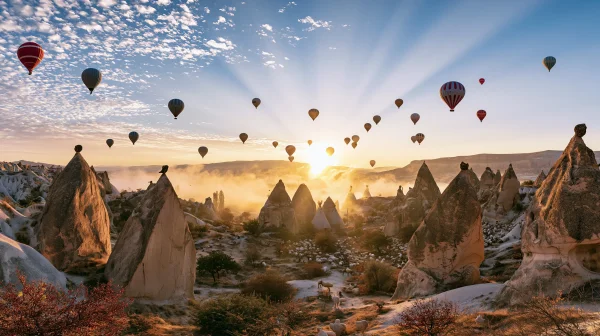 Balloons over Cappadocia in the Morning Sun - Architecture & Cities / Sky, Stars & Sunsets wallpaper