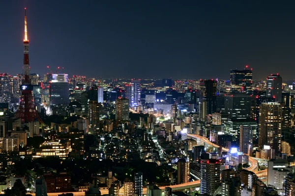 夜の東京の街の灯りを見下ろす夜景の壁紙 - 建築・都市