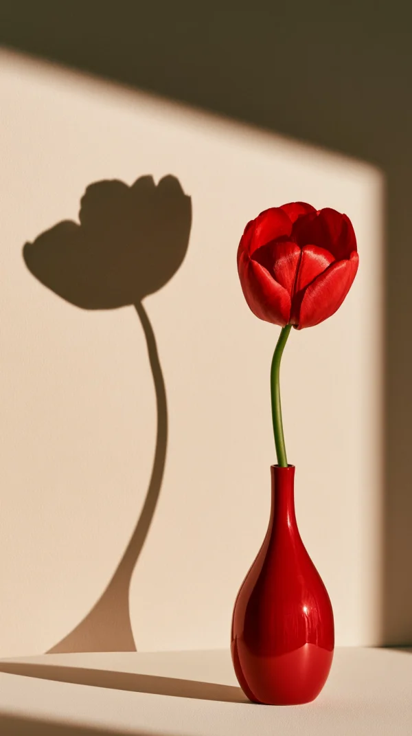 Red Tulip in a Vase with Shadow - Cute / Flowers & Plants wallpaper