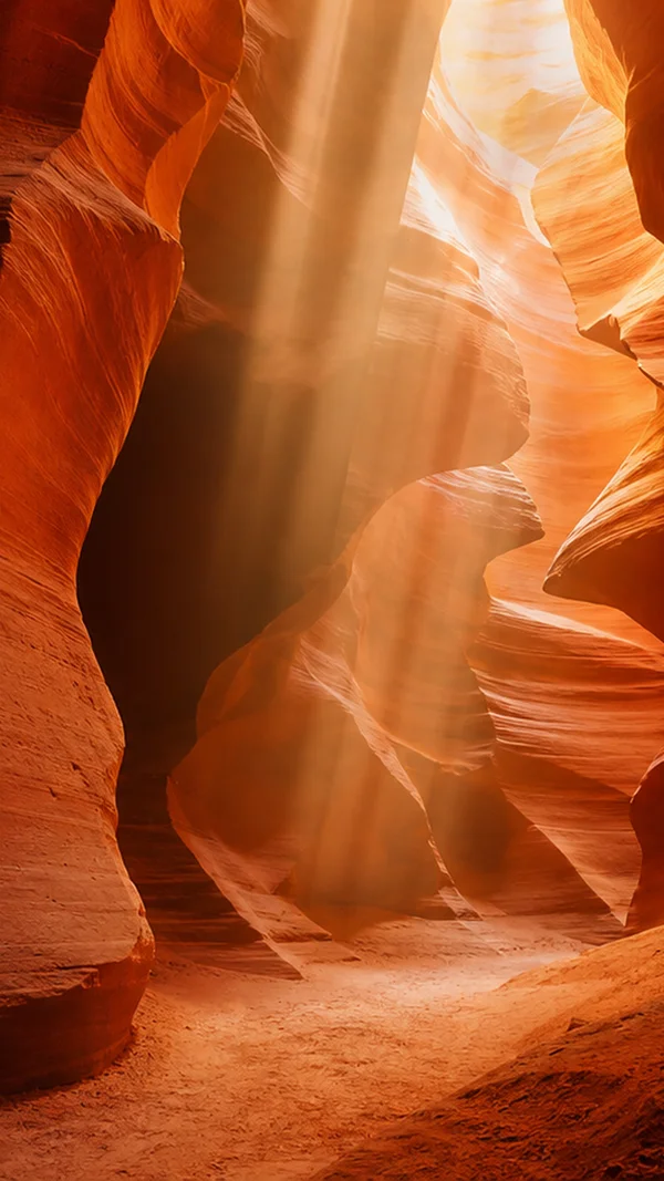 Beams of Light Piercing the Canyon Walls - Orange Phone - Nature & Landscape / Heritage & Ruins wallpaper