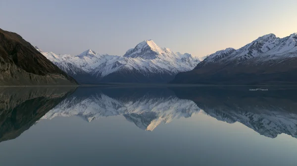 Mount Cook Reflected in a Dusk Lake - Sea, Lakes & Water / Sky, Stars & Sunsets wallpaper