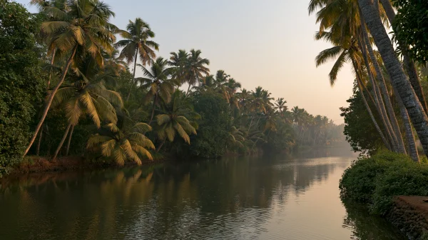 Tropical Palm Cove in Morning Fog - Architecture & Cities / Sea, Lakes & Water wallpaper