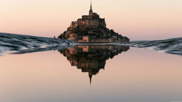Abbey Island Inverted in a Sunset Tidal Flat - Sea, Lakes & Water / Sky, Stars & Sunsets wallpaper