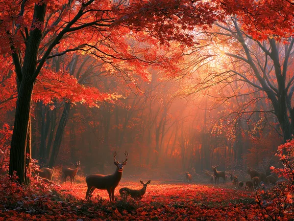 紅葉の森の空き地 - 自然・風景の壁紙