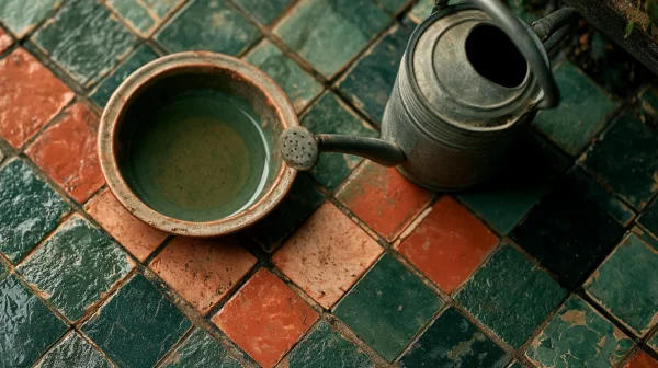 Watering Can Mosaic Seen Directly from Above Peachforest a - Nature & Landscape wallpaper
