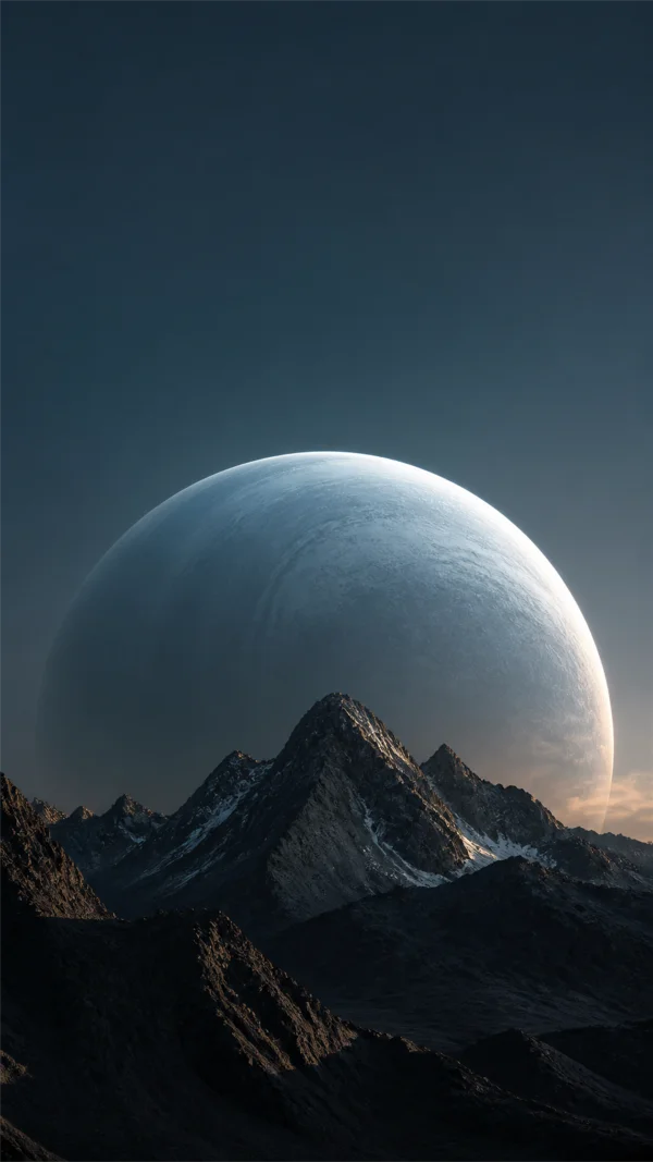 A Giant Planet Rising Over the Ridge - Blue Phone - Fantasy & Space wallpaper