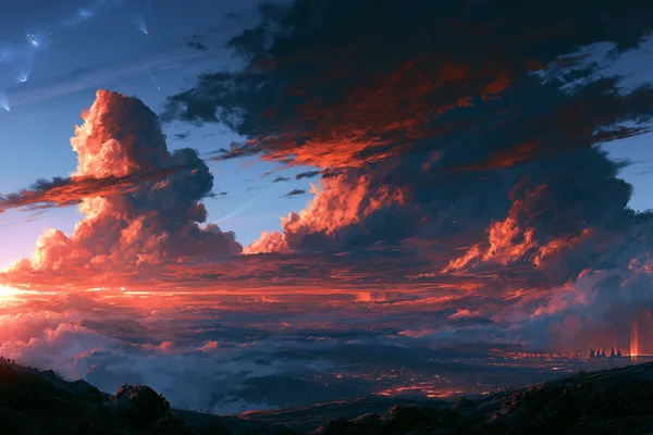 燃えるような茜雲 - ファンタジー・宇宙 / 空・星空・夕景の壁紙