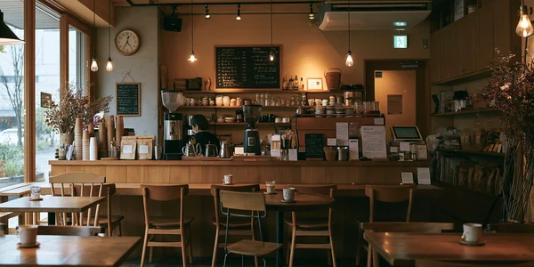 カウンターに佇む珈琲店の朝 - オレンジ フルHD - 建築・都市 / 暮らし・食べ物の壁紙