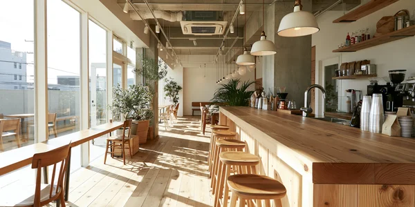 光差し込むテラス席のあるカフェ - オレンジ フルHD - 暮らし・食べ物 / 建築・都市の壁紙