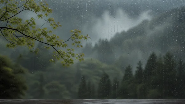 雨粒の窓越しに見る森 - モノクロ フルHD - 自然・風景の壁紙