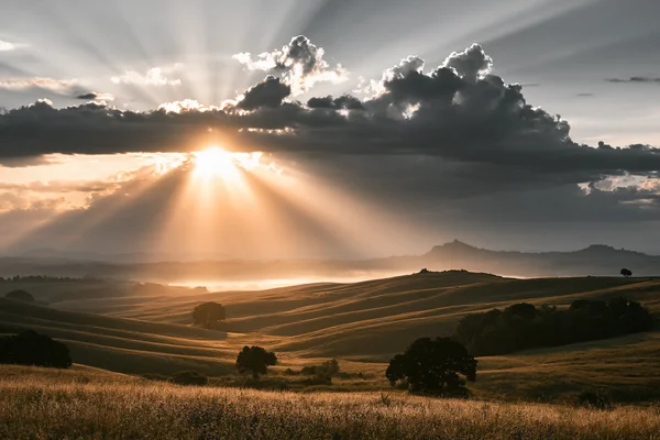 Sunbeams Over Tuscan Hills - Silver and Gold - Nature & Landscape wallpaper